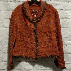 Gretel Underwood Santa Fe Handwoven Jacket Chenille Tweed sz XL